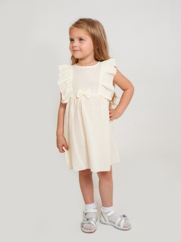 Купить 322-СЛ. Платье из муслина детское, хлопок 100% сливочный, р. 98,104,110,116 в Пскове