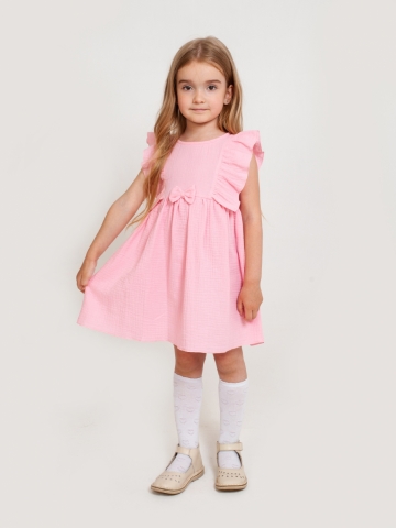 Купить 322-Р. Платье из муслина детское, хлопок 100% розовый, р. 98,104,110,116 в Пскове