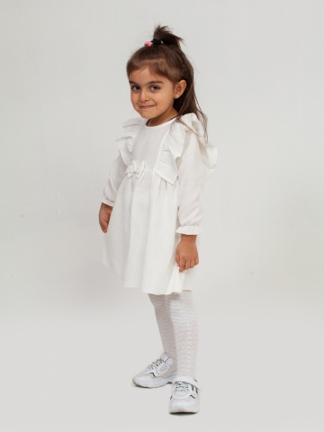 Купить 321-МО. Платье из муслина детское, хлопок 100% молочный, р. 98,104,110,116 в Пскове